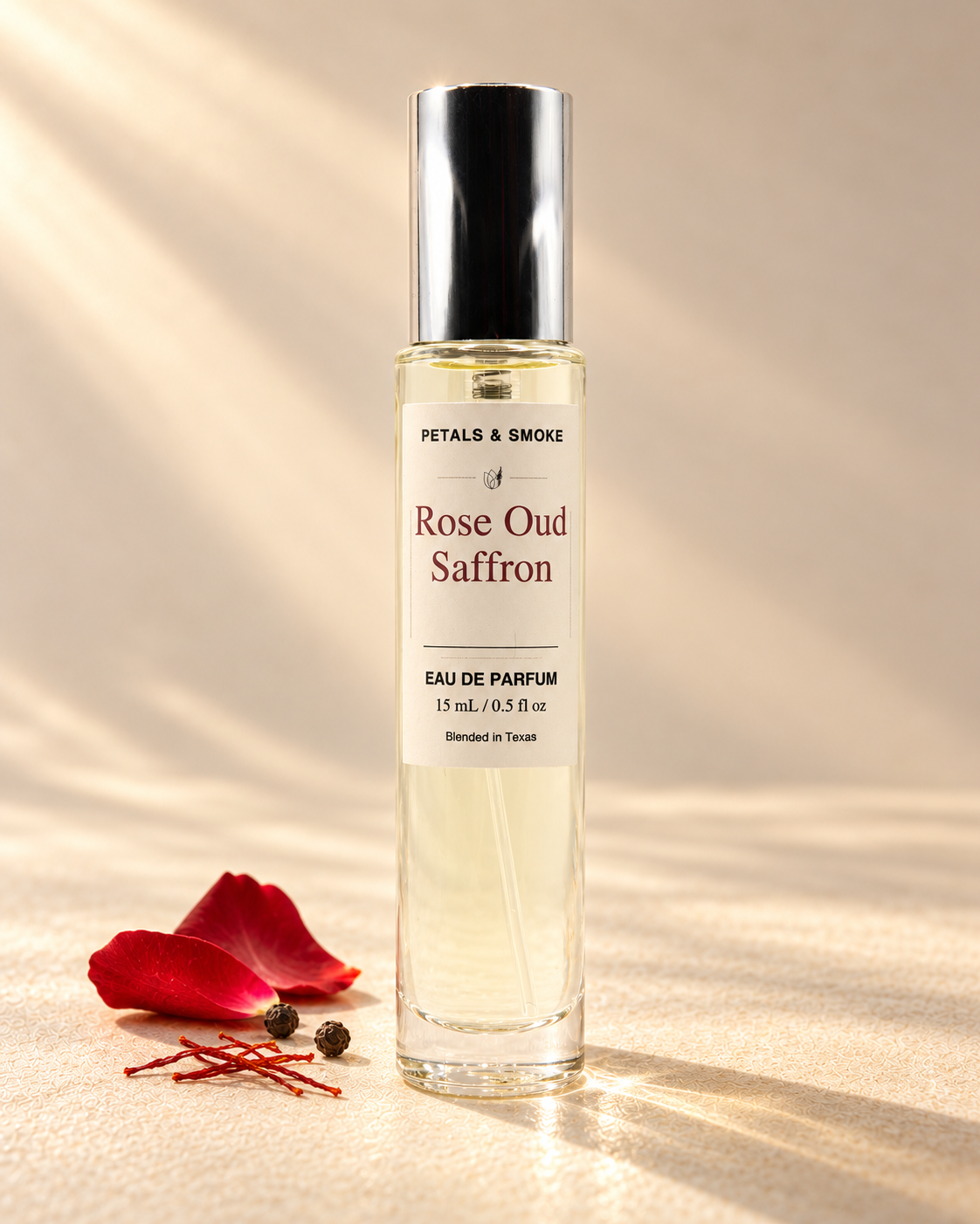 Rose Oud Saffron, 15 mL bottle photograph